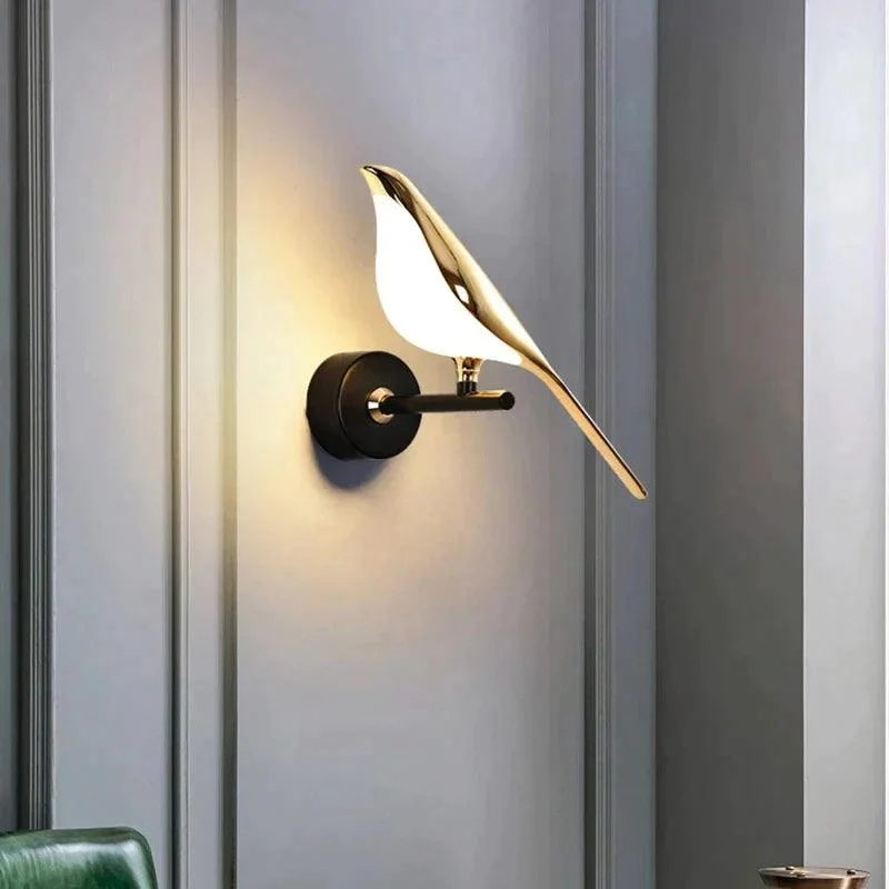 Homeko Magpie Art Design Golden Bird Wall Lights -