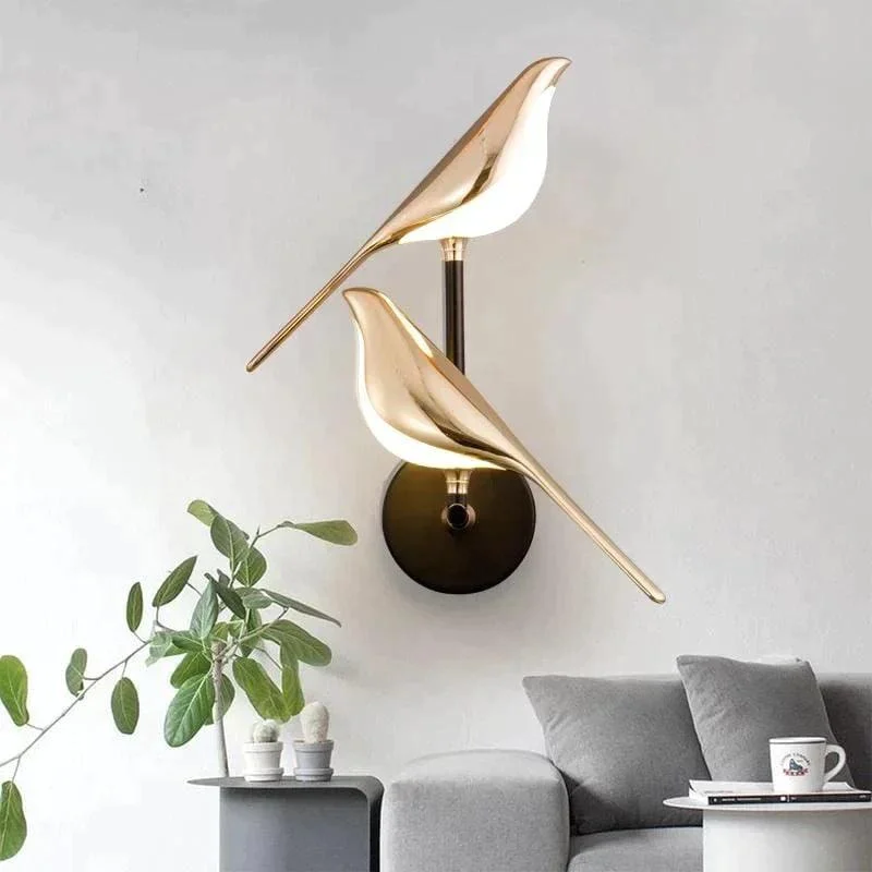 Homeko Magpie Art Design Golden Bird Wall Lights -