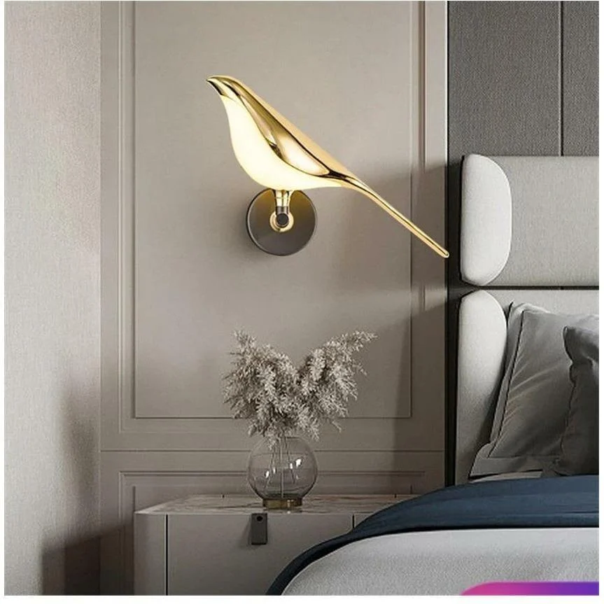 Homeko Magpie Art Design Golden Bird Wall Lights -