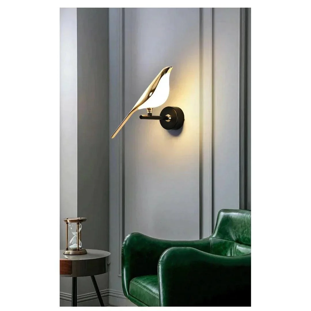 Homeko Magpie Art Design Golden Bird Wall Lights -