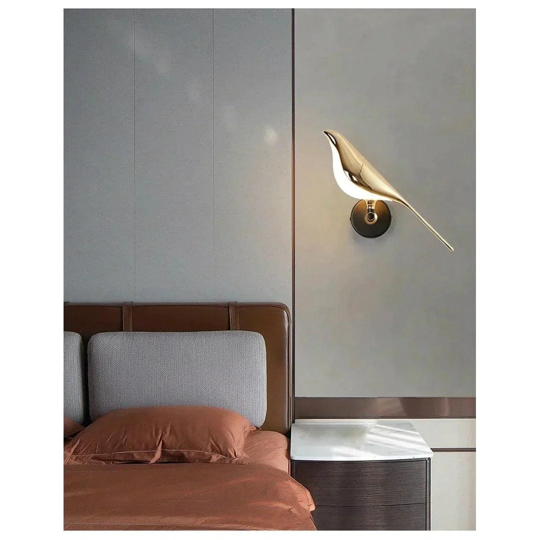 Homeko Magpie Art Design Golden Bird Wall Lights -
