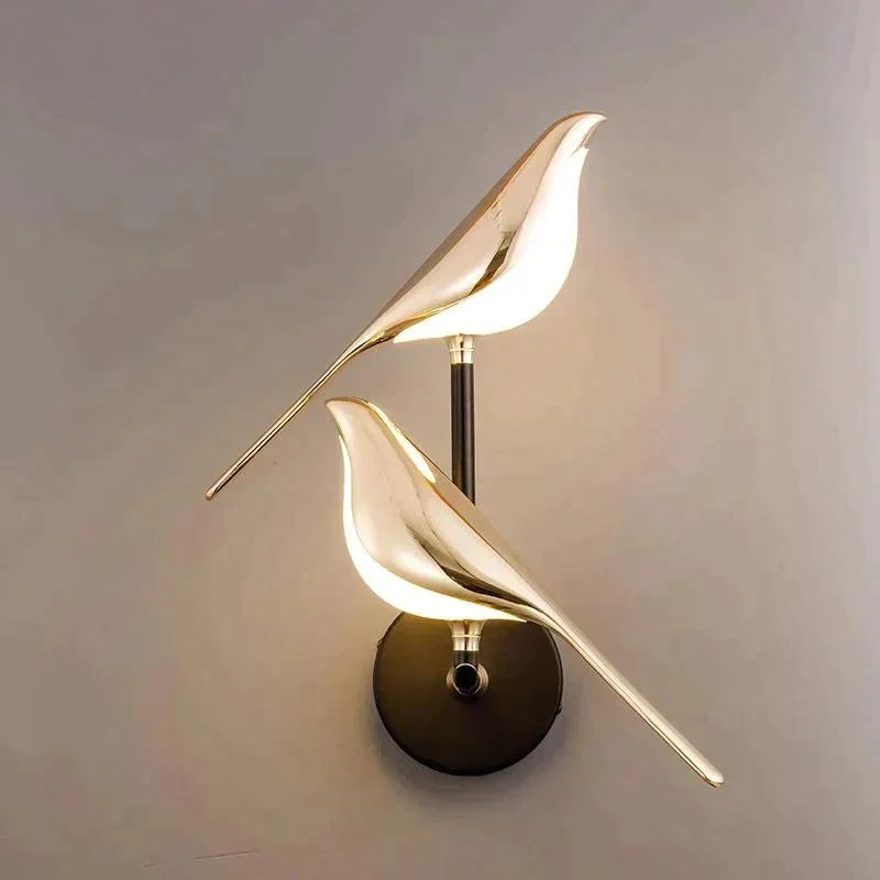 Homeko Magpie Art Design Golden Bird Wall Lights -