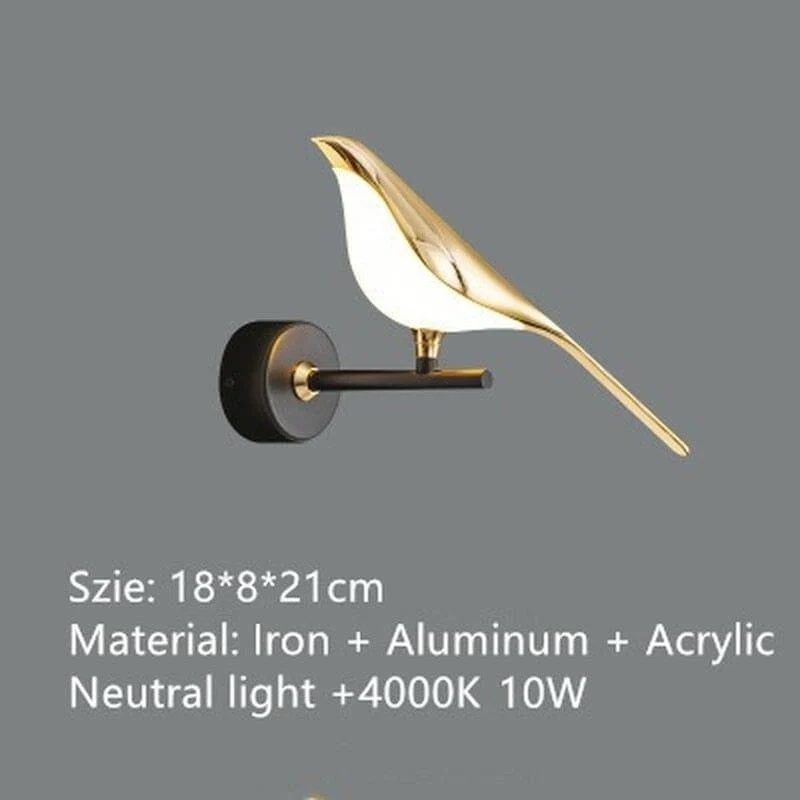Homeko Magpie Art Design Golden Bird Wall Lights -