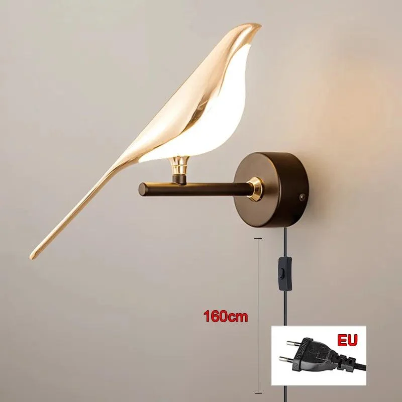 Homeko Magpie Art Design Golden Bird Wall Lights -
