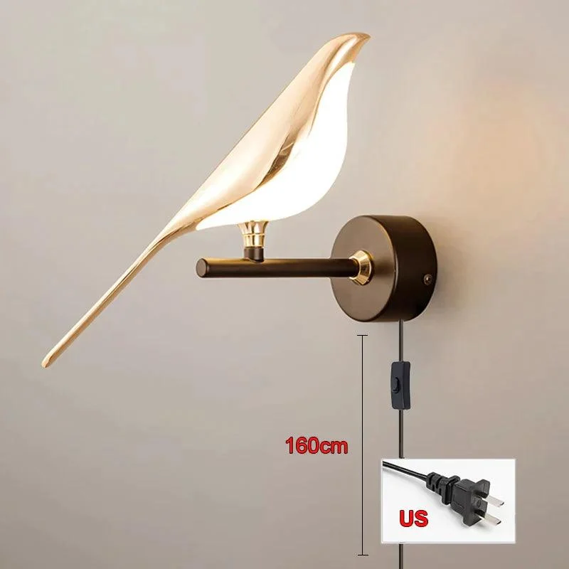 Homeko Magpie Art Design Golden Bird Wall Lights -