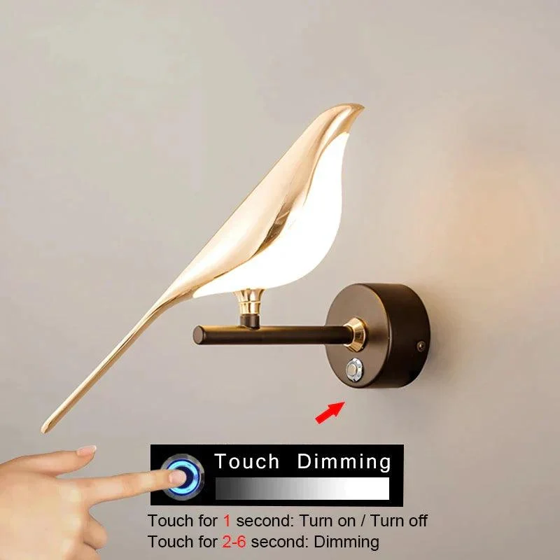 Homeko Magpie Art Design Golden Bird Wall Lights -