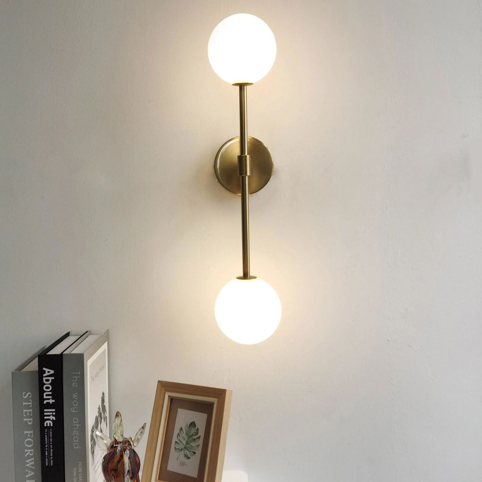 Homeko Milky Round Glass Double Ball Wall Lamp -
