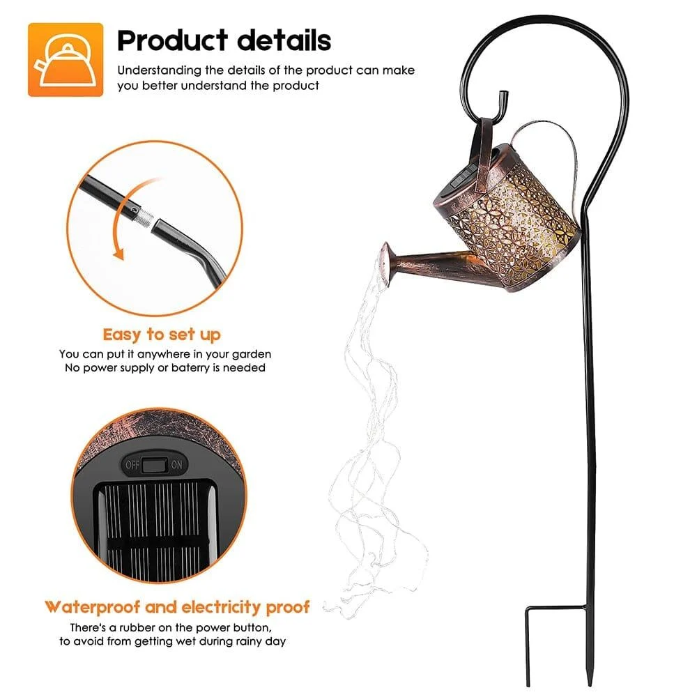 Homeko Outdoor Watering Can Waterfall Garden Lamp -