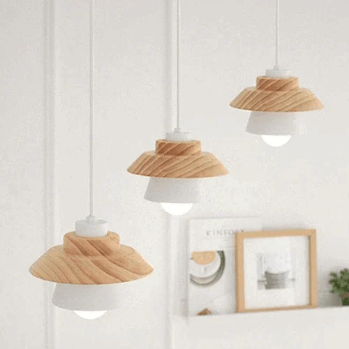 Homeko Pendant Light with Wood and Metal Layers -