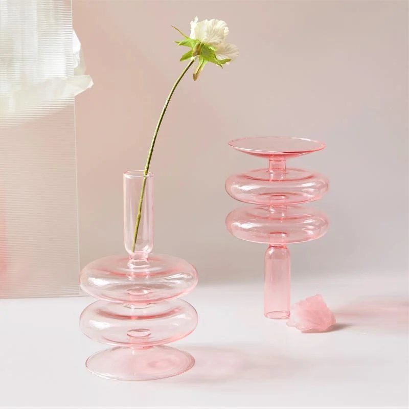Homeko_Pink_Glass_Taper_Candle_Holder_Vases_-_-4272997 Homeko Pink Glass Taper Candle Holder & Vases -