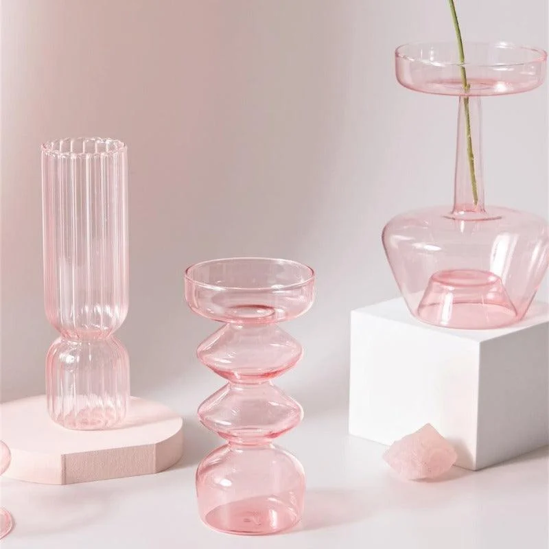 Homeko_Pink_Glass_Taper_Candle_Holder_Vases_-_-4273001 Homeko Pink Glass Taper Candle Holder & Vases -