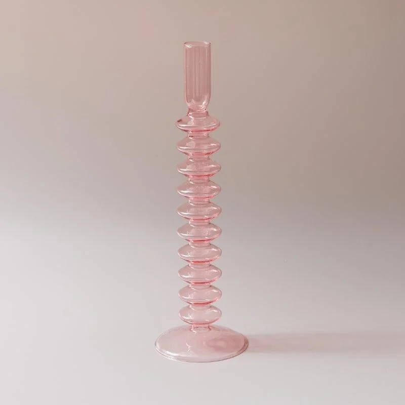 Homeko_Pink_Glass_Taper_Candle_Holder_Vases_-_-4273019 Homeko Pink Glass Taper Candle Holder & Vases -