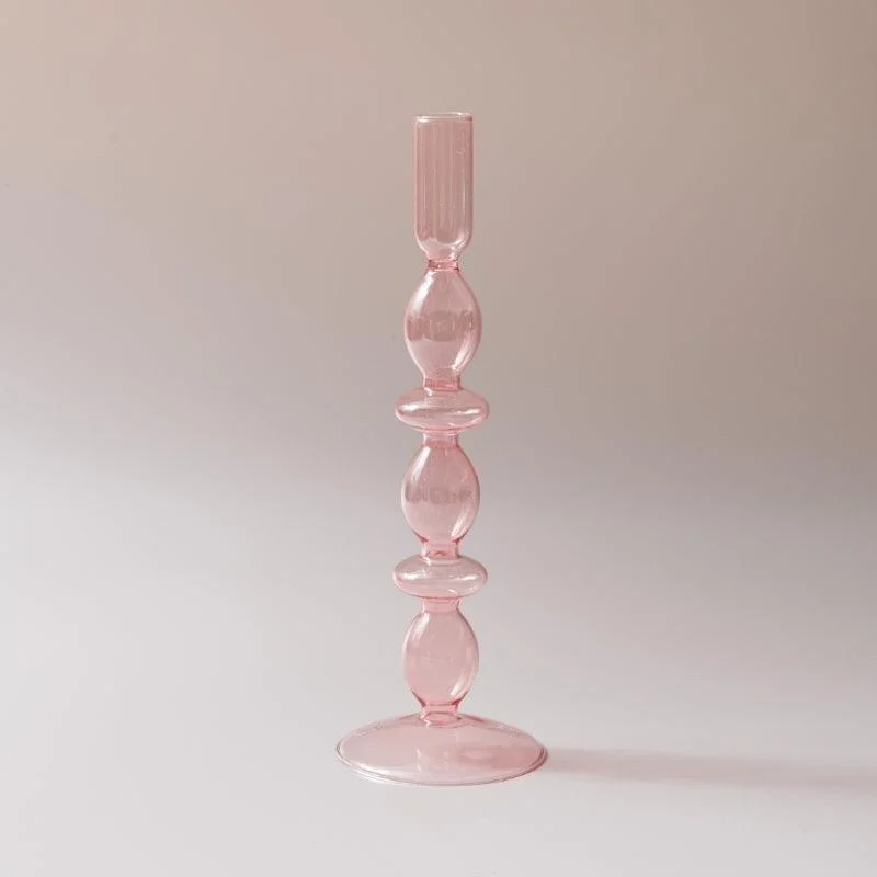 Homeko_Pink_Glass_Taper_Candle_Holder_Vases_-_-4273035 Homeko Pink Glass Taper Candle Holder & Vases -