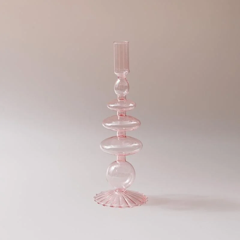 Homeko_Pink_Glass_Taper_Candle_Holder_Vases_-_-4273039 Homeko Pink Glass Taper Candle Holder & Vases -