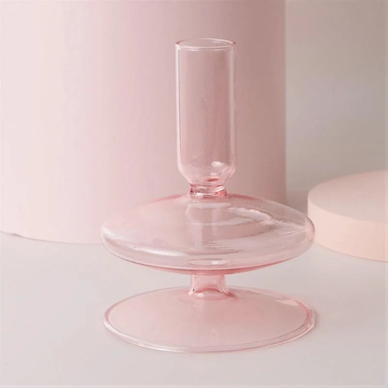 Homeko_Pink_Glass_Taper_Candle_Holder_Vases_-_-4273044 Homeko Pink Glass Taper Candle Holder & Vases -
