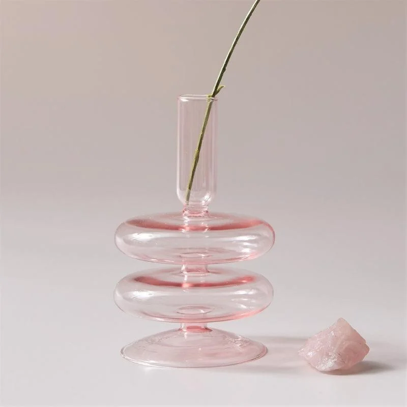 Homeko_Pink_Glass_Taper_Candle_Holder_Vases_-_-4273064 Homeko Pink Glass Taper Candle Holder & Vases -