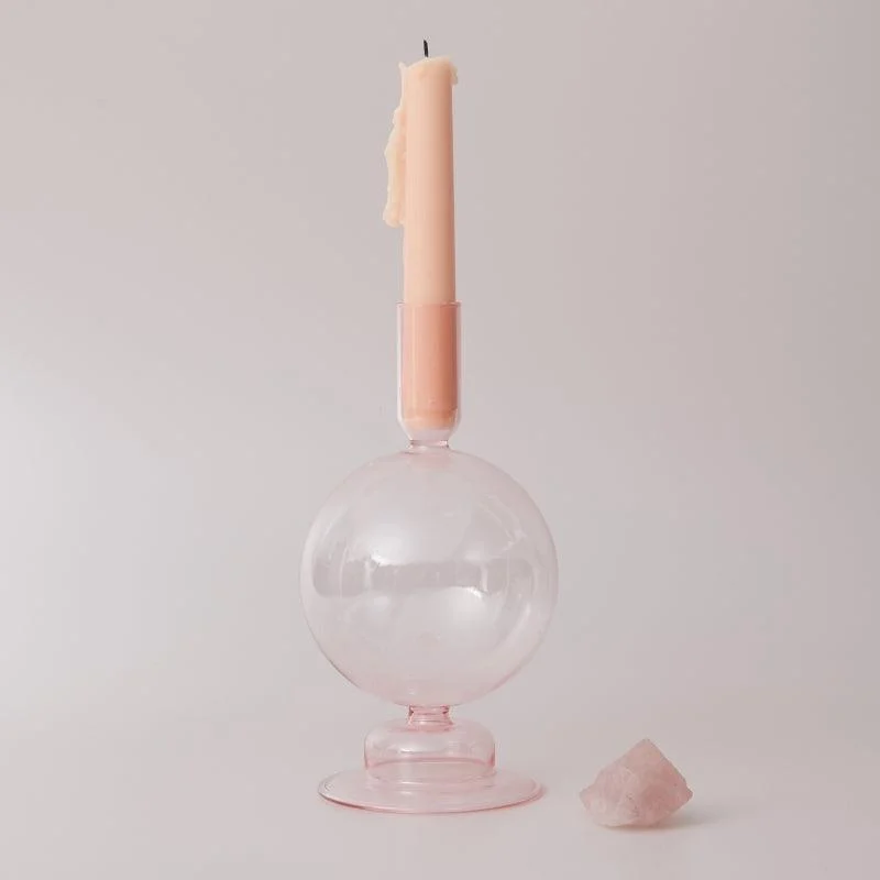 Homeko_Pink_Glass_Taper_Candle_Holder_Vases_-_-4273068 Homeko Pink Glass Taper Candle Holder & Vases -