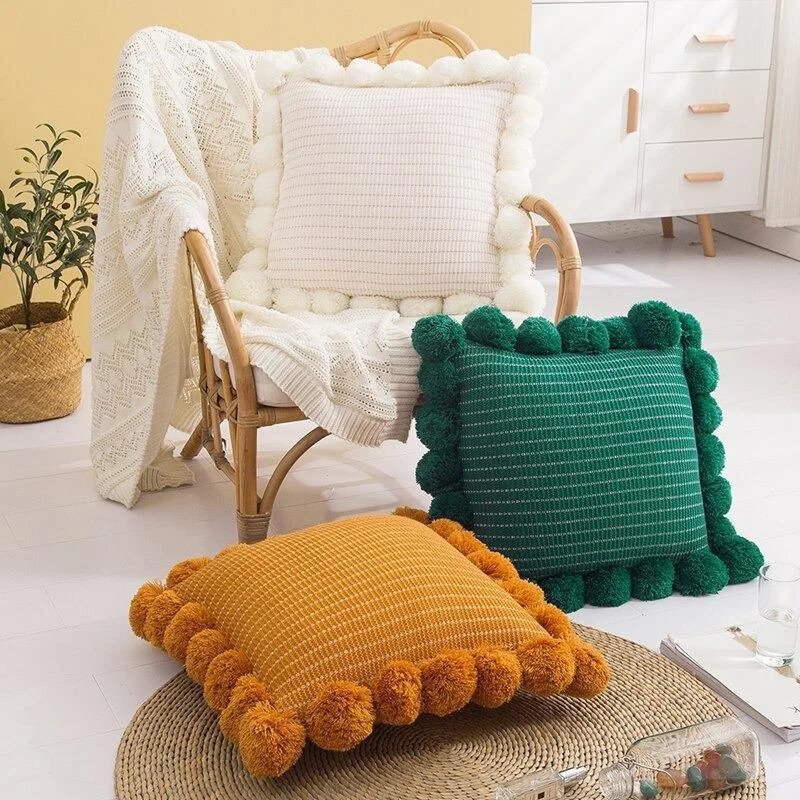 Homeko Pom Pom Pillow Cover -
