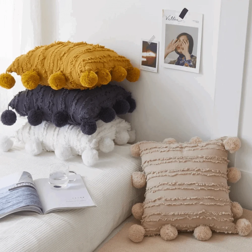 Homeko Pom Pom Tassel Pillow Covers -