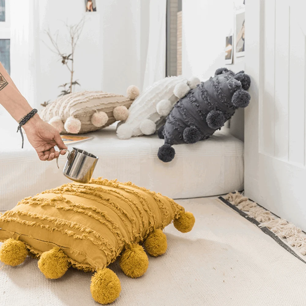Homeko Pom Pom Tassel Pillow Covers -