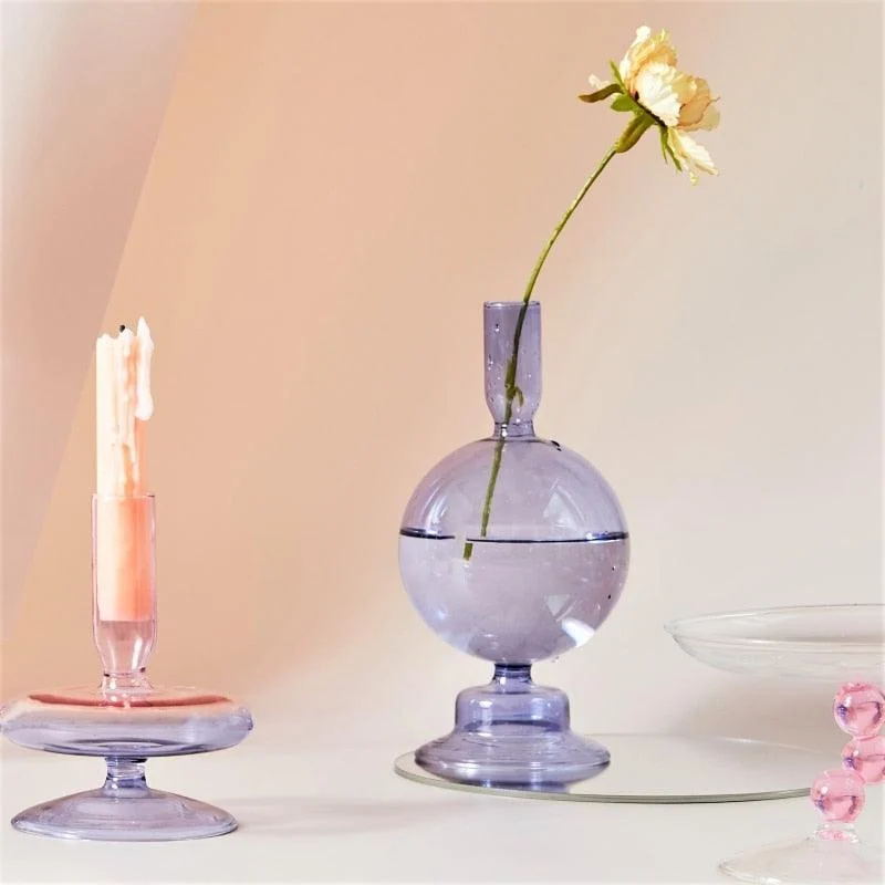 Homeko_Purple_Glass_Taper_Candle_Holder_Vases_-_-4274798 Homeko Purple Glass Taper Candle Holder & Vases -