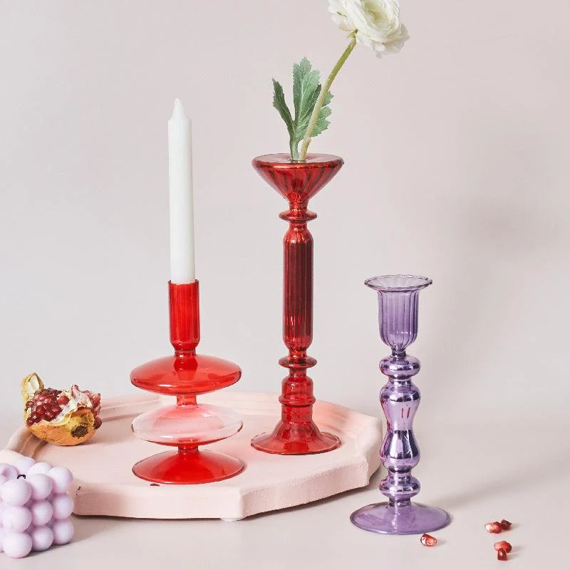 Homeko_Red_Glass_Taper_Candle_Holders_Vases_-_-4275520 Homeko Red Glass Taper Candle Holders & Vases -