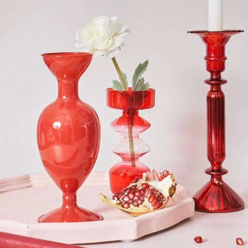 Homeko_Red_Glass_Taper_Candle_Holders_Vases_-_-4275529 Homeko Red Glass Taper Candle Holders & Vases -