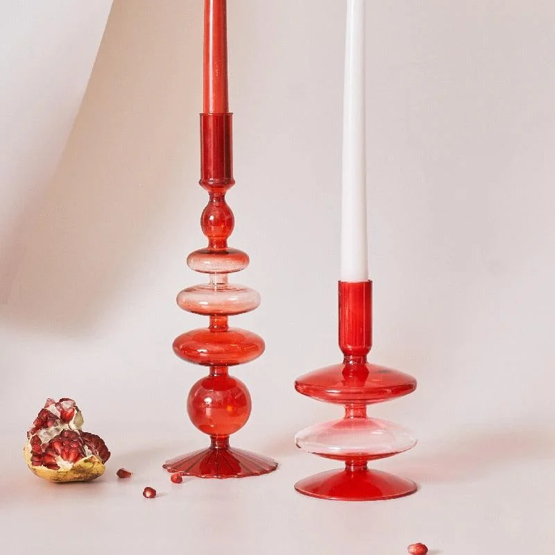 Homeko_Red_Glass_Taper_Candle_Holders_Vases_-_-4275533 Homeko Red Glass Taper Candle Holders & Vases -