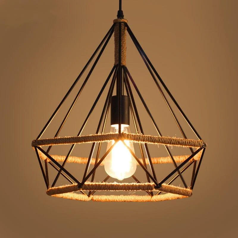 Homeko Shade Metal And Hemp Rope Pendant Light -