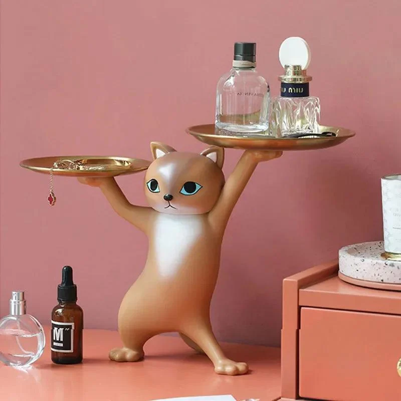 Homeko_Sneaky_Kitty_Sculpture_With_Double_Tray_-_-4280267 Homeko Sneaky Kitty Sculpture With Double Tray -