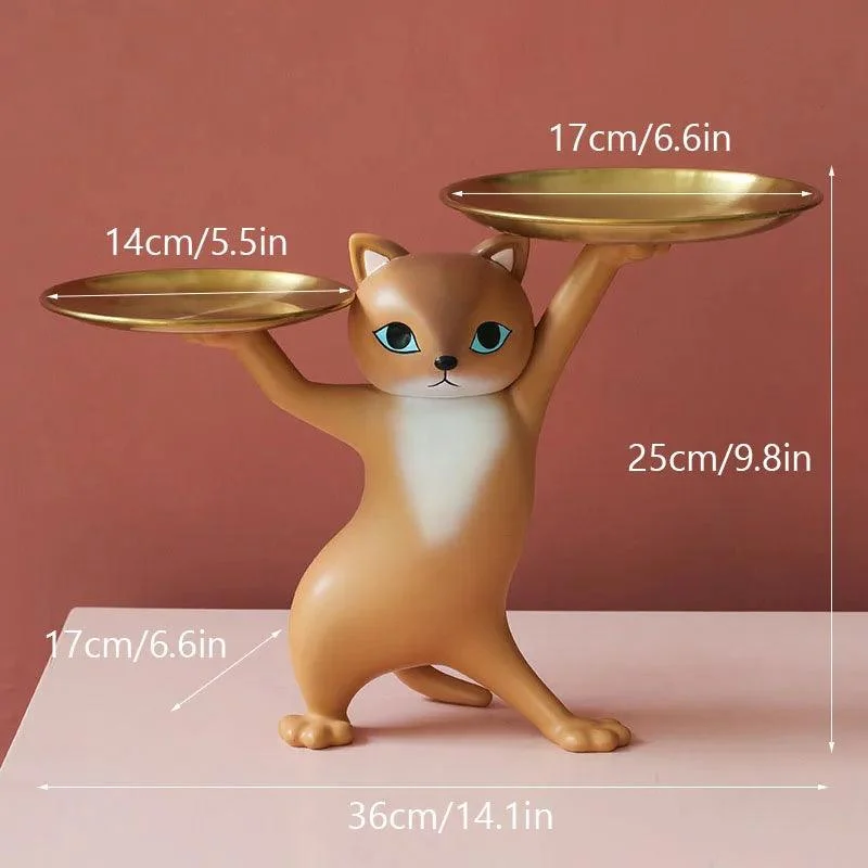 Homeko_Sneaky_Kitty_Sculpture_With_Double_Tray_-_-4280275 Homeko Sneaky Kitty Sculpture With Double Tray -