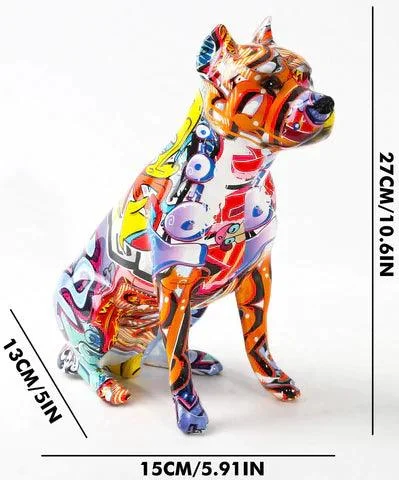 Homeko Staffordshire Terrier Graffiti Painted Statue -