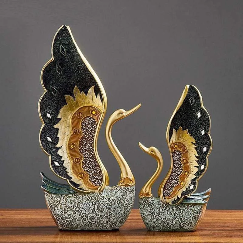 Homeko Swan Figurines, 2 Piece Set -