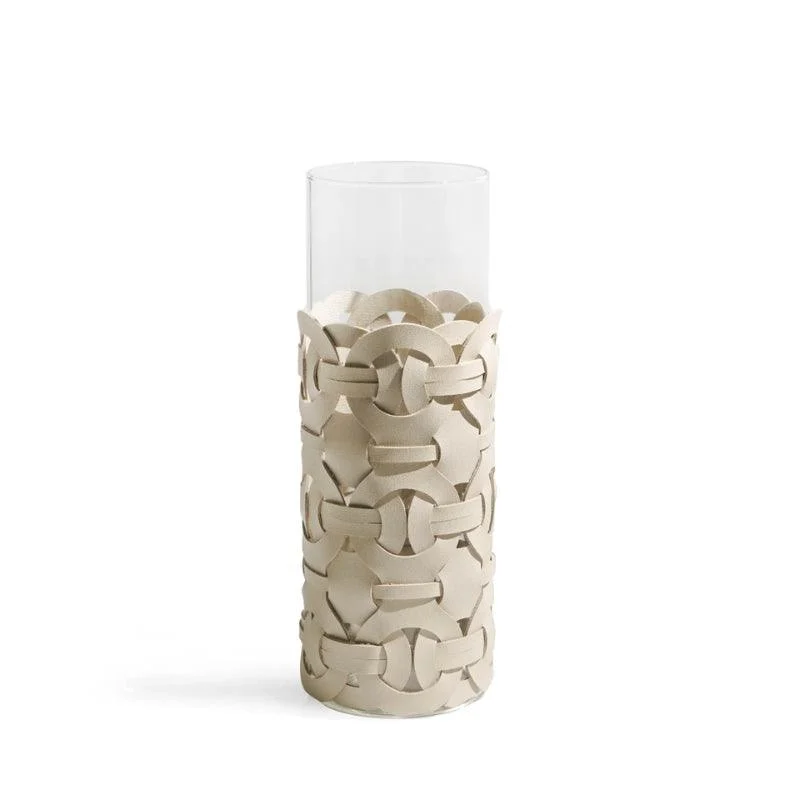 Homeko_Tan_Leather_Abstract_Cylinder_Glass_Vase_-_-4284415 Homeko Tan Leather Abstract Cylinder Glass Vase -