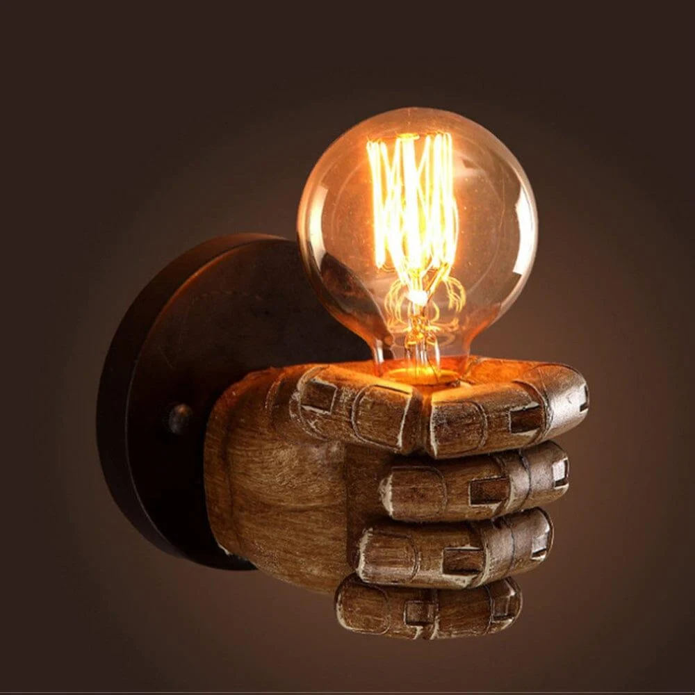 Homeko Vintage Wood Hand Model Wall Lamps -