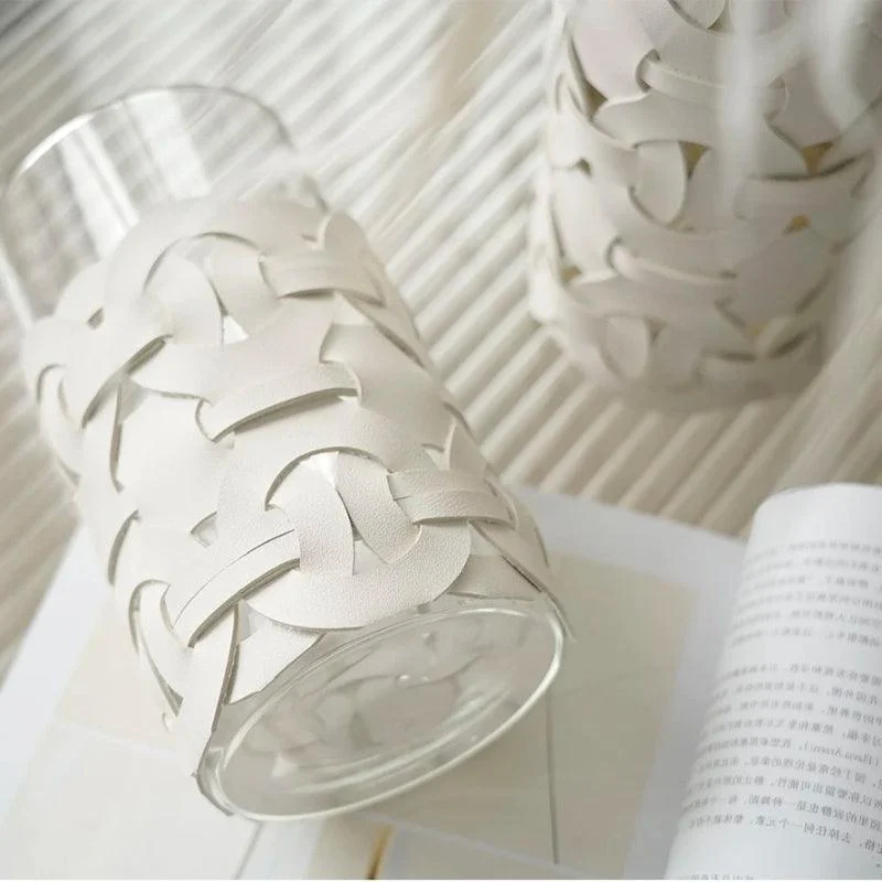 Homeko_White_Leather_Abstract_Cylinder_Glass_Vase_-_-4291734 Homeko White Leather Abstract Cylinder Glass Vase -