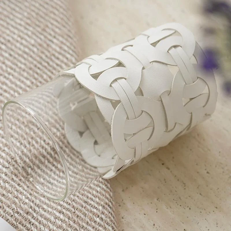 Homeko_White_Leather_Abstract_Cylinder_Glass_Vase_-_-4291741 Homeko White Leather Abstract Cylinder Glass Vase -