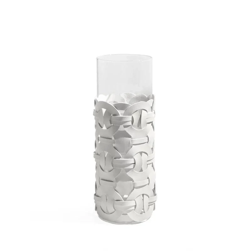 Homeko_White_Leather_Abstract_Cylinder_Glass_Vase_-_-4291763 Homeko White Leather Abstract Cylinder Glass Vase -