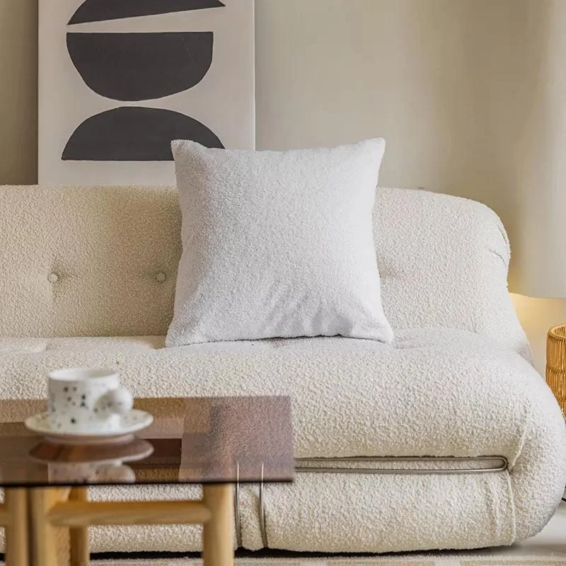 Homeko White Square Boucle Throw Pillow Covers -