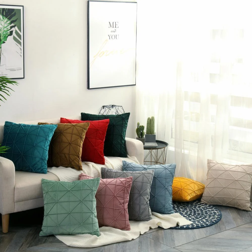 Homeko Window Pane Velvet Pillow Cover -