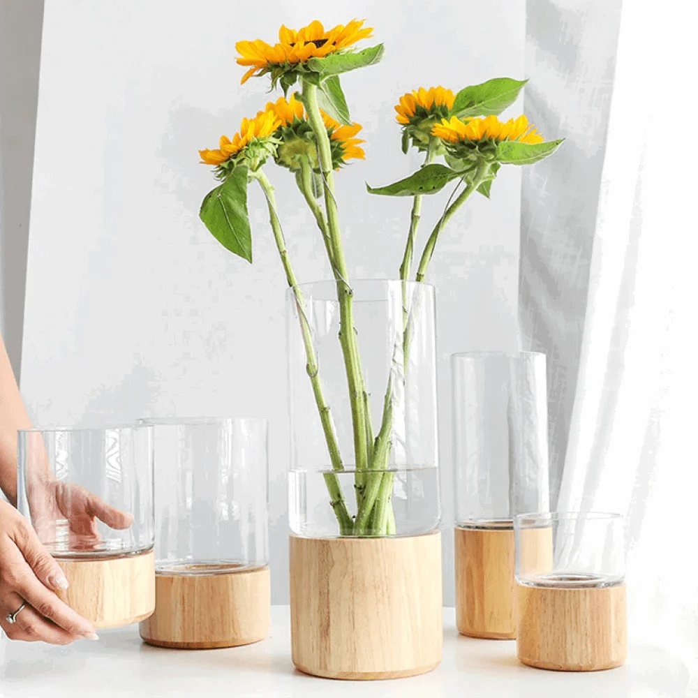 Homeko Wood Base Vases -