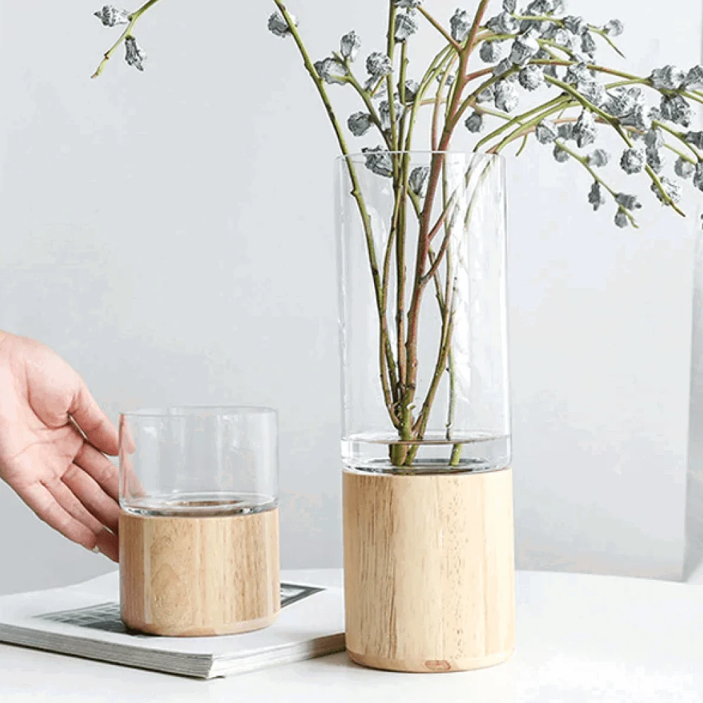 Homeko Wood Base Vases -