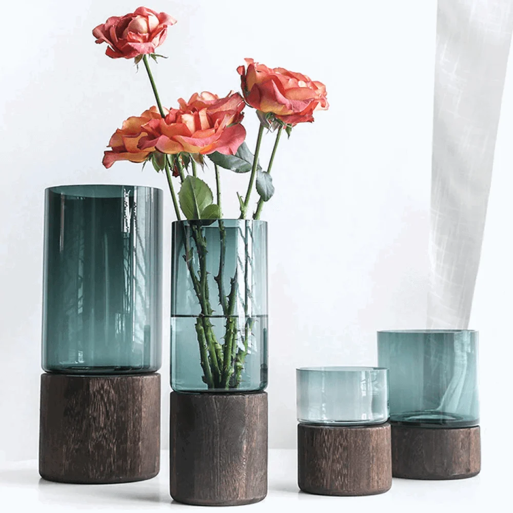 Homeko Wood Base Vases -