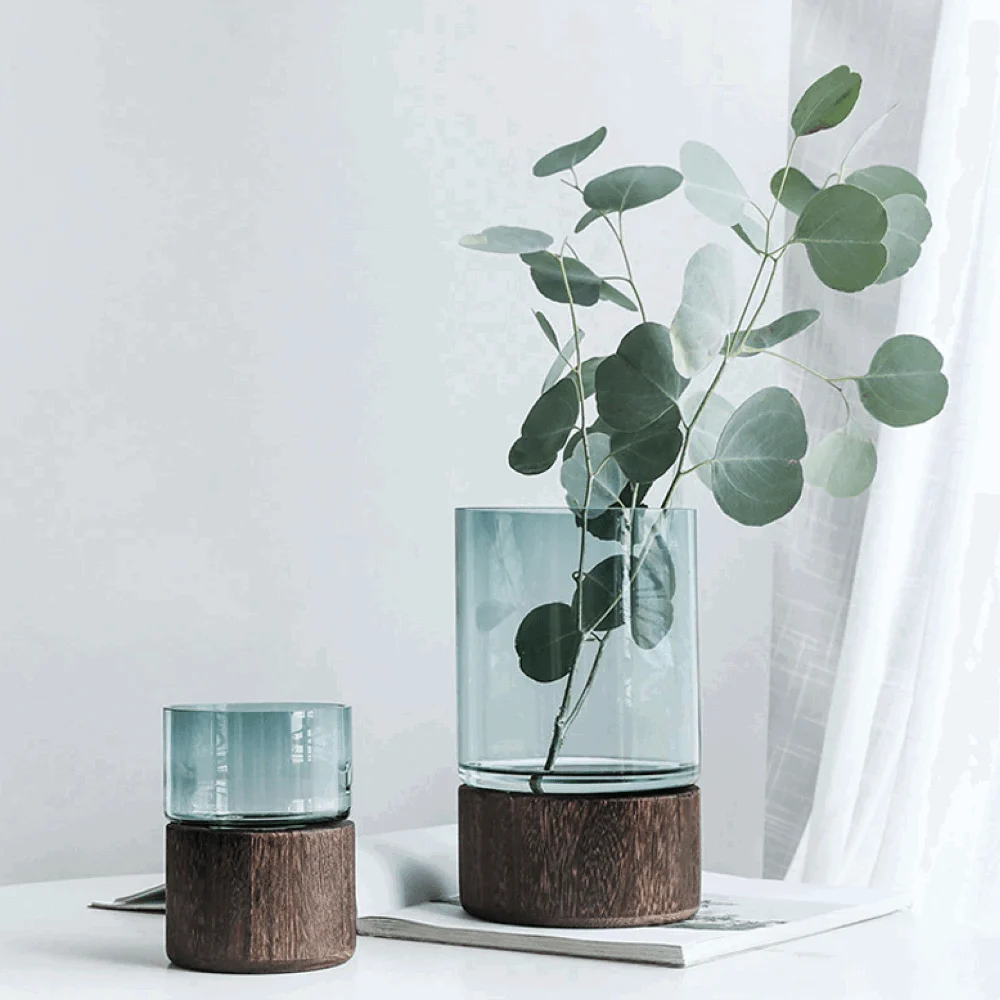 Homeko Wood Base Vases -