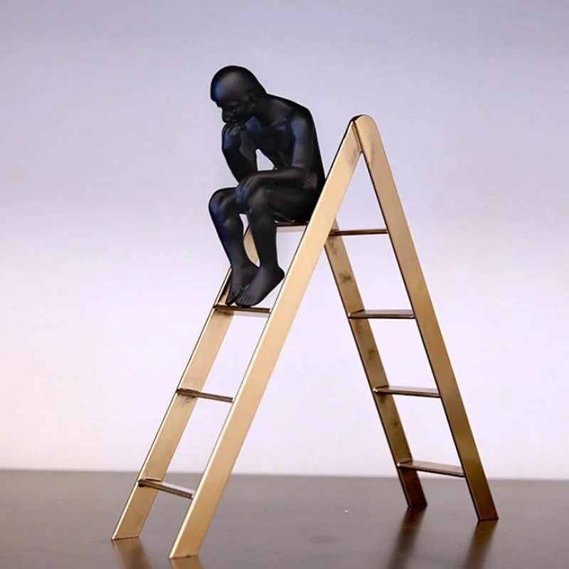 Homeko in Thought Thinker on Stairs -