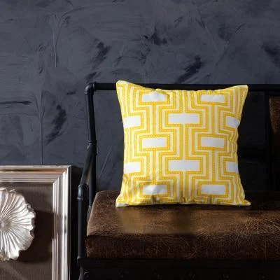 Homeko of Yellow Embroidered Pillow Covers -