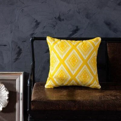 Homeko of Yellow Embroidered Pillow Covers -