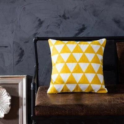 Homeko of Yellow Embroidered Pillow Covers -