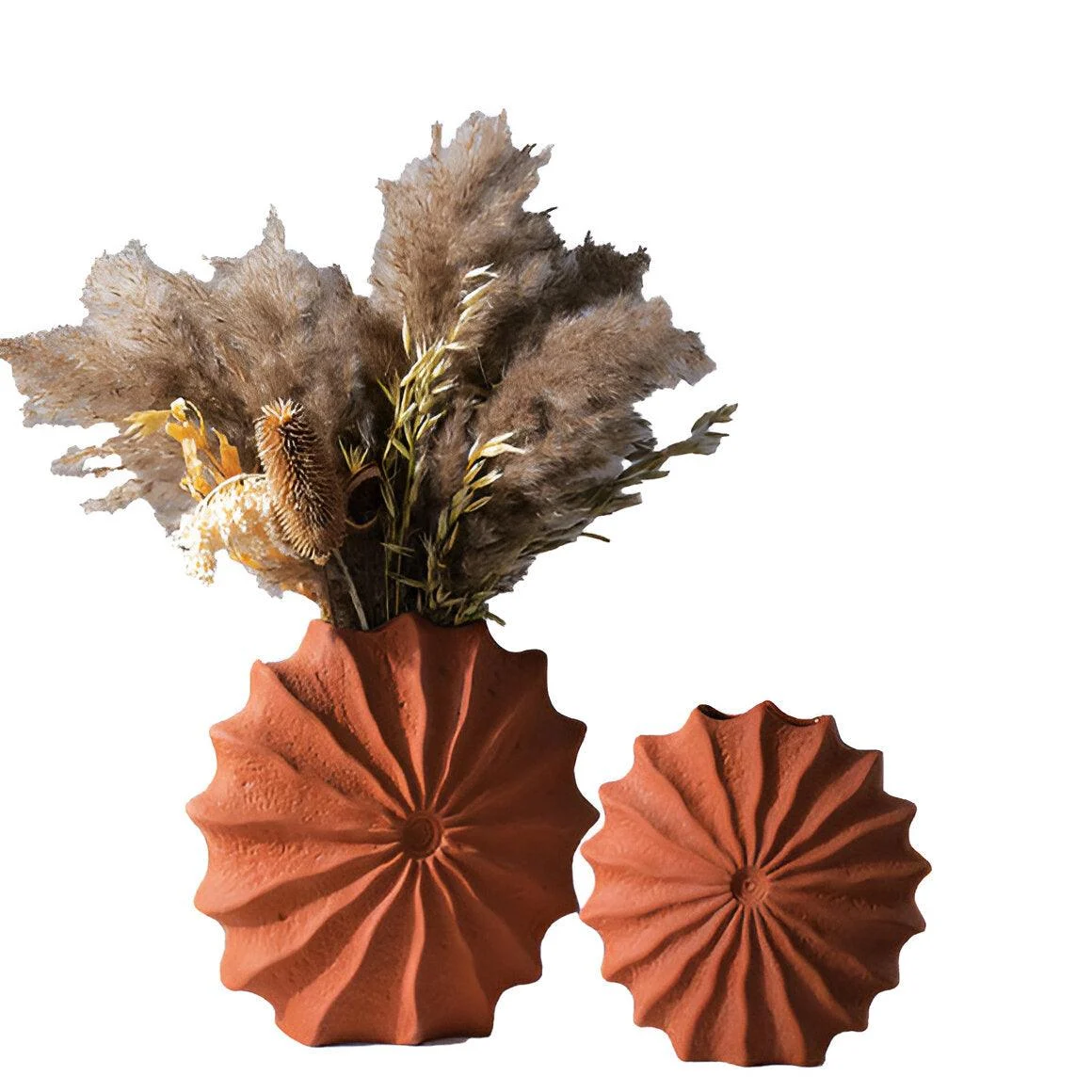 HomoraRustikaleRoteGefalteteKeramikvase1 Homorarustikalerotegefaltetekeramikvase1