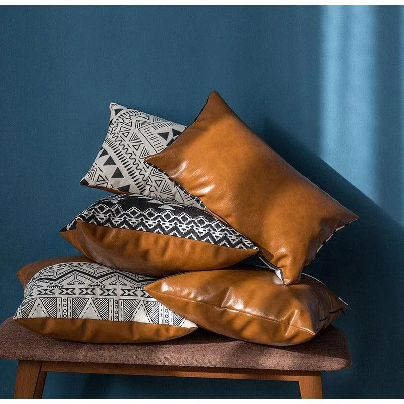 Housse De Coussin En Faux Cuir Taie D Oreiller Moderne Imitation Cuir Pais Marron Boho Solide 98522fd4 Fcbe 4805 B77a 60da3ecc0c24